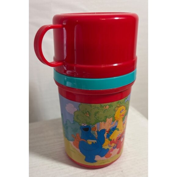 Sesame Street Red Plastic Thermos With Handle 2010 - Picture 3 of 11